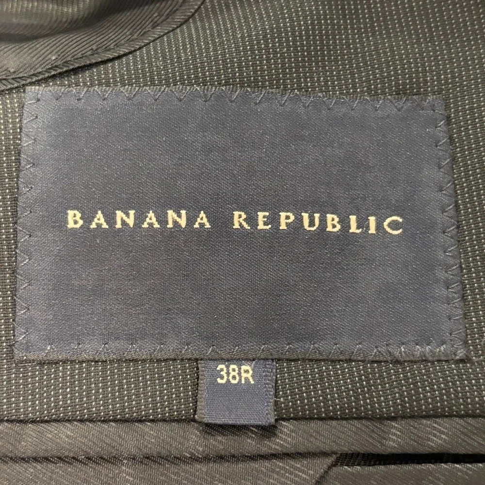 Banana Republic Mens 38R Black Wool‎ Mohair Blend Two Button Suit Jacket Blazer